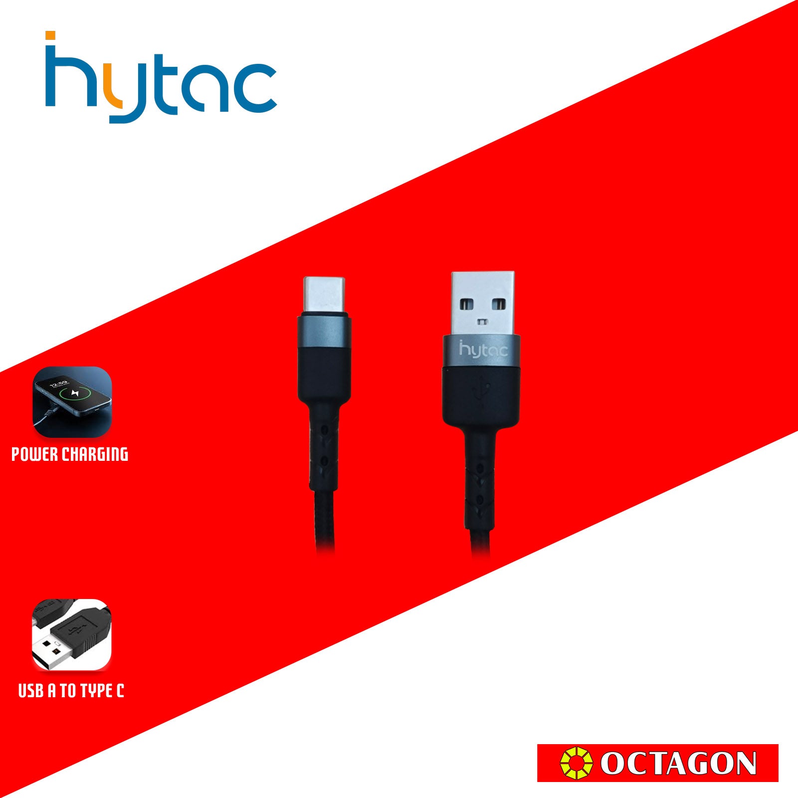 HYTAC HCC204C USB A TO TYPE C FAST CHARGING CABLE 5A 50CM BLACK