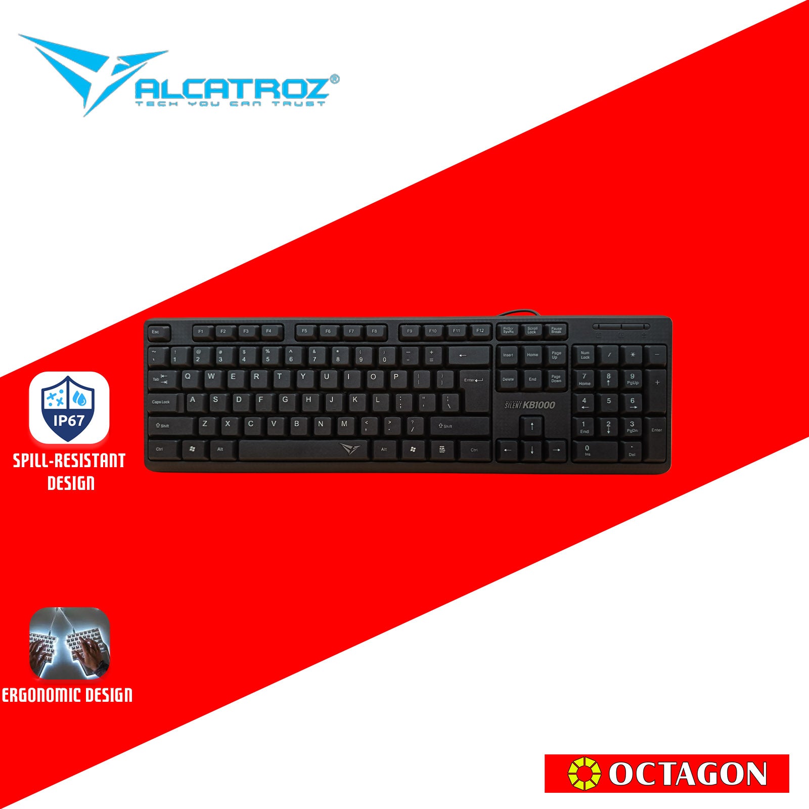 ALCATROZ SILENT KB1000 USB KEYBOARD BLACK