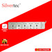 SILVERTEC NEW SV29-3M  5-OUTLET UNIVERSAL PLUG/ 5-SWITCH/ 3M/ 10A/ 2500W/ 250V IVORY POWER STRIP W/ SURGE PROTECTION