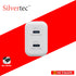 SILVERTEC ST-GW45 45W 2-USB-C PD GAN WALL CHARGER WHITE US PLUG