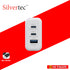 SILVERTEC ST-GW65 65W 3-PORT PD GAN WALL CHARGER 2-USB-C & USB-A WHITE US PLUG