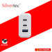 SILVERTEC ST-GW65 65W 3-PORT PD GAN WALL CHARGER 2-USB-C & USB-A WHITE US PLUG