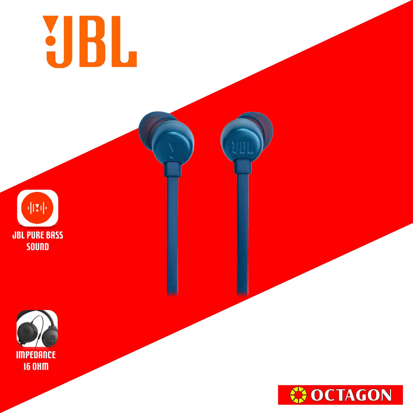 JBL T310C BLUE WIRED EARPHONE