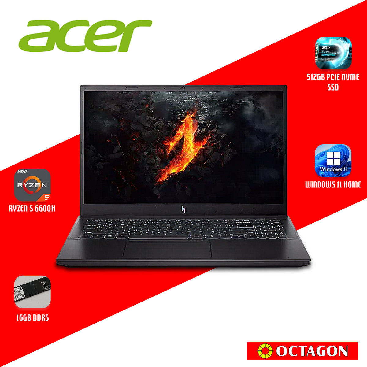 ACER NITRO V ANV15-42-R2UH OPI/RYZEN 5 7640HS/ 16GB DDR5/ 512GB SSD/ 15.6 FHD IPS/ WIN 11/ RTX4050 6GB