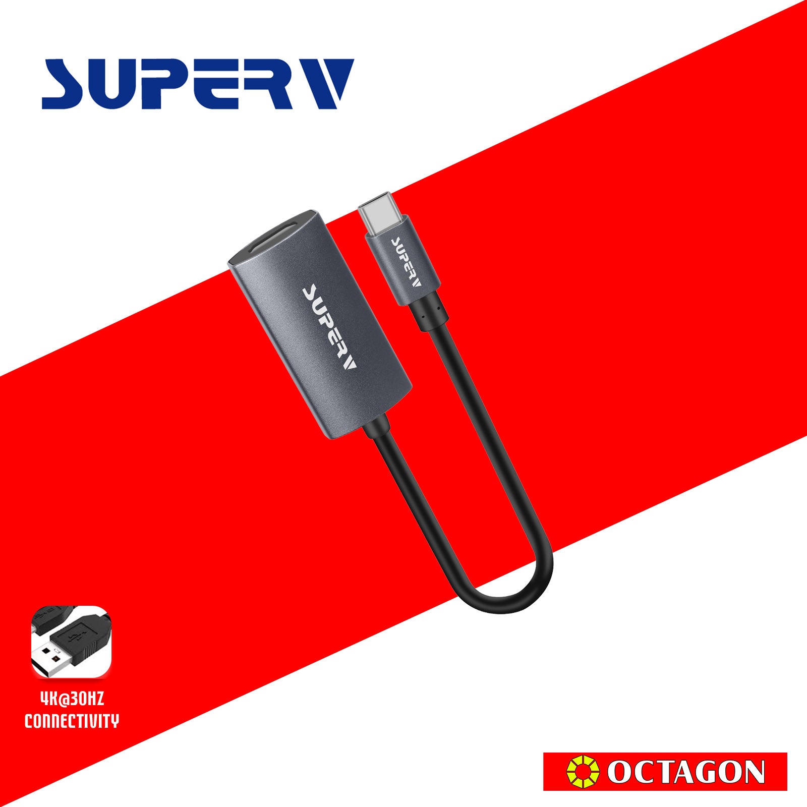 SUPERV  HC01 TypeC to HDMI 2.0 Cable, Ultra HD 4Kx2K@60 Hz, 2M