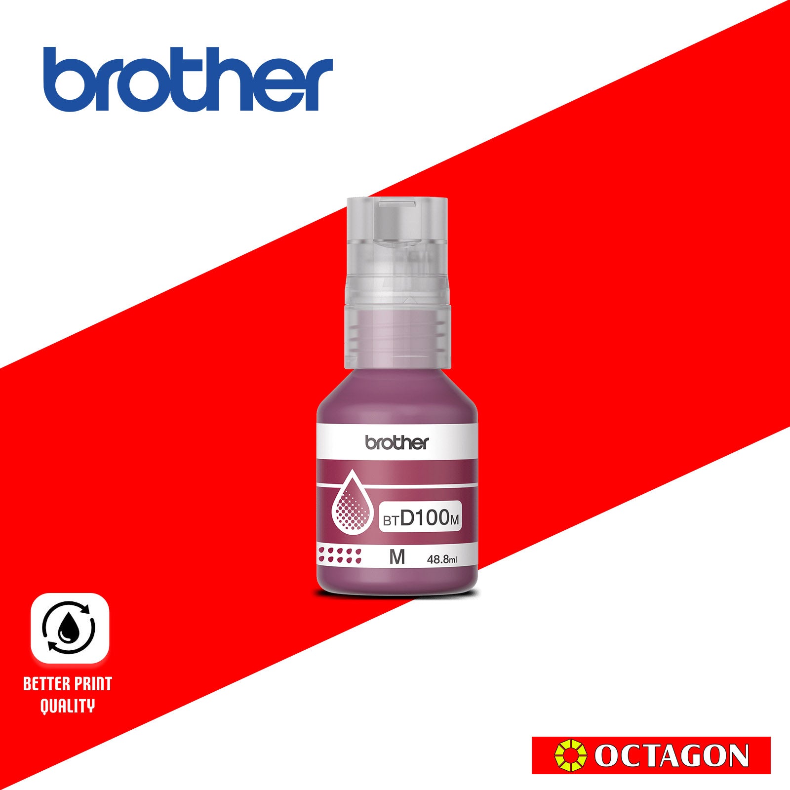 BROTHER BTD100 YELLOW/MAGENTA/CYAN INK BOTTLE
