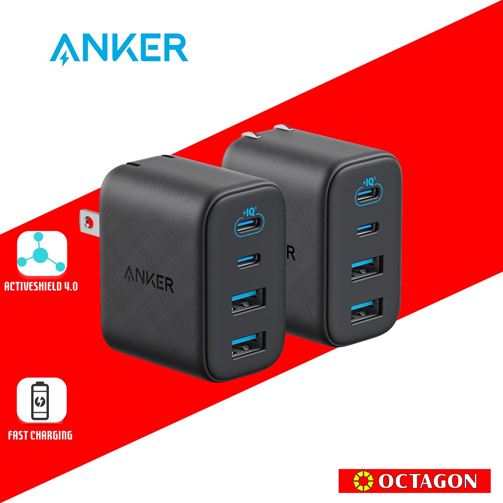 ANKER A121EJ11 ZOLO BLACK 50W 2A2C CHARGER