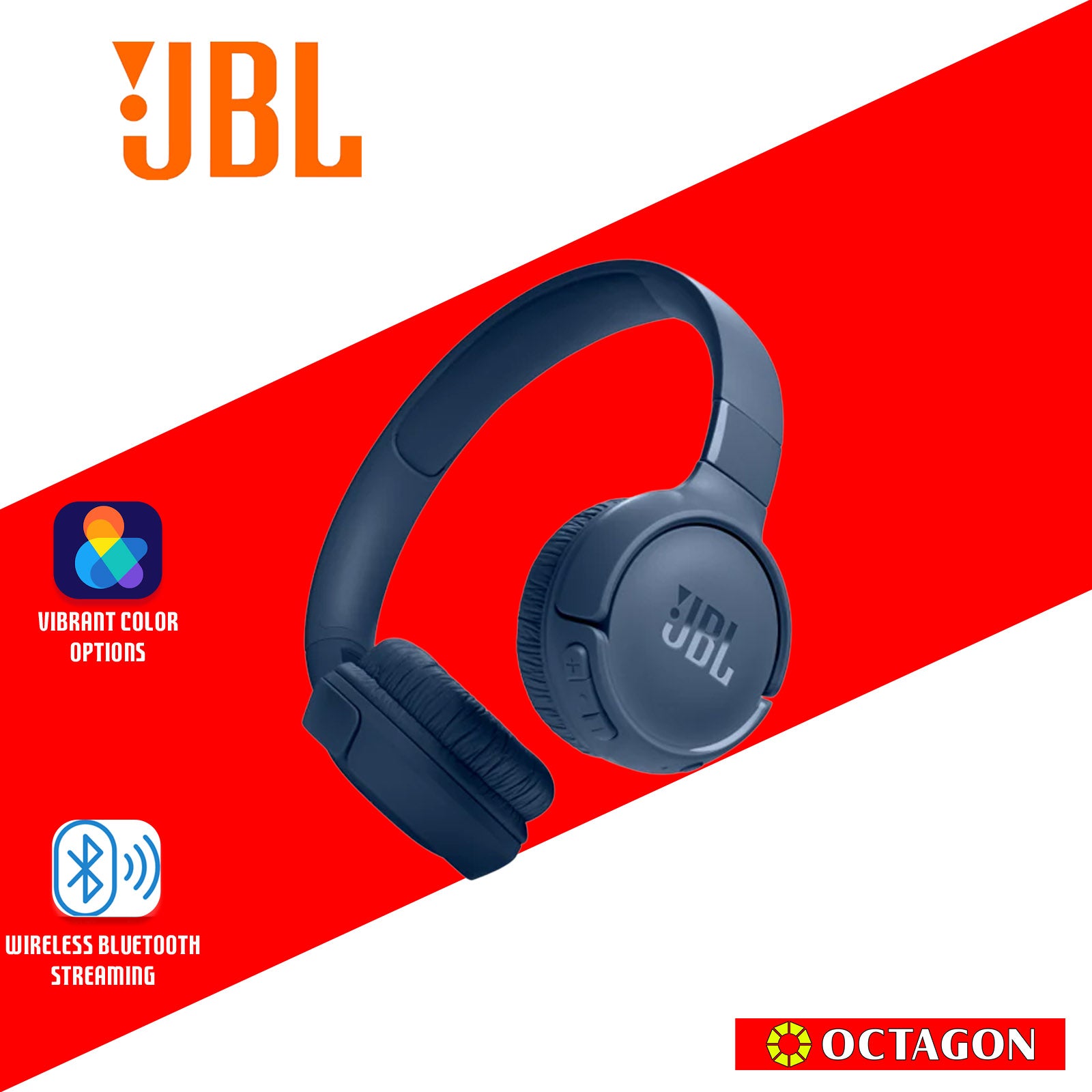 JBL T520C WIRELESS ON-EAR HEADPHONE BLACK/WHITE/BLUE