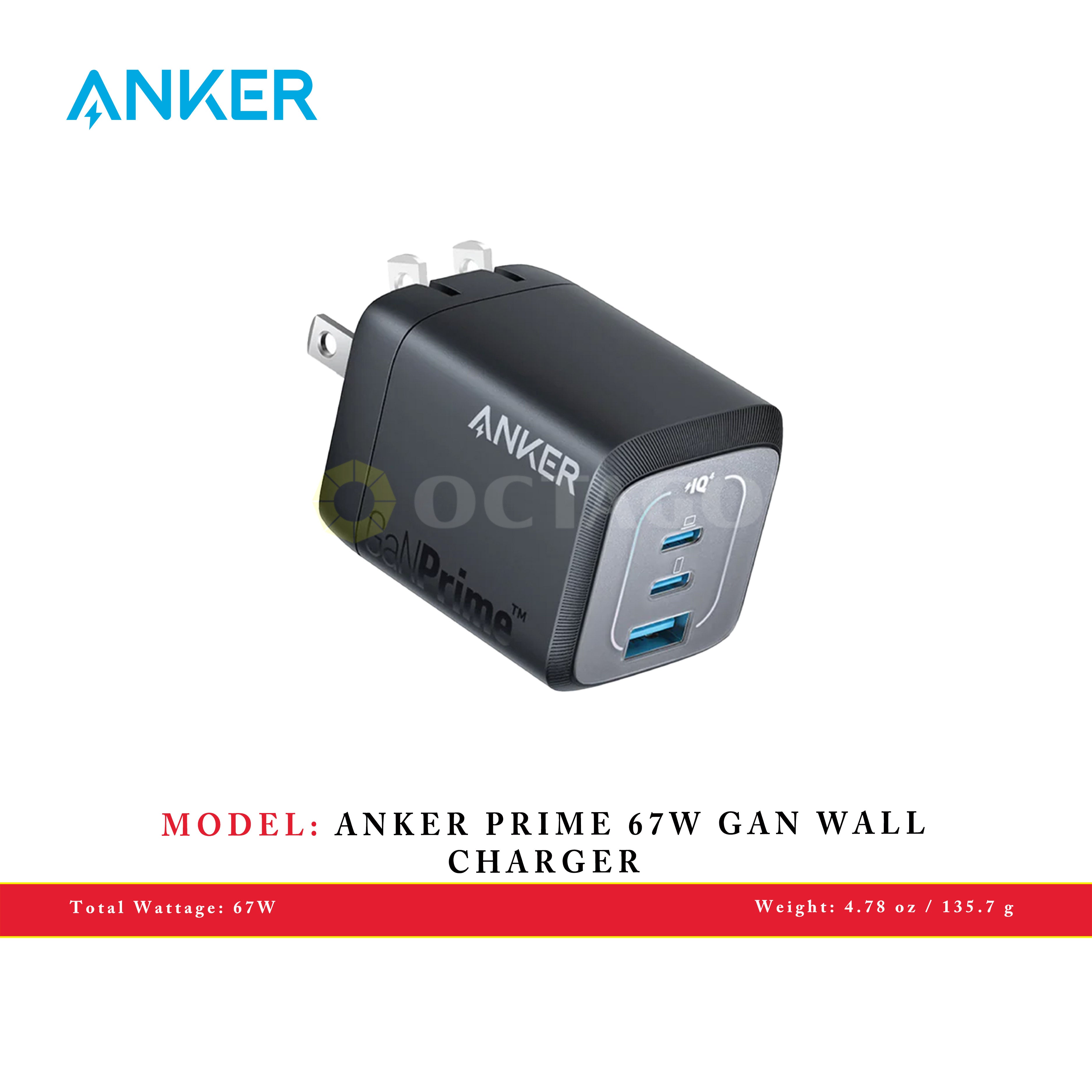ANKER PRIME 67W GAN WALL CHARGER Octagon Computer Superstore anker-prime-67w-gan-wall-charger-octagon-computer-superstore