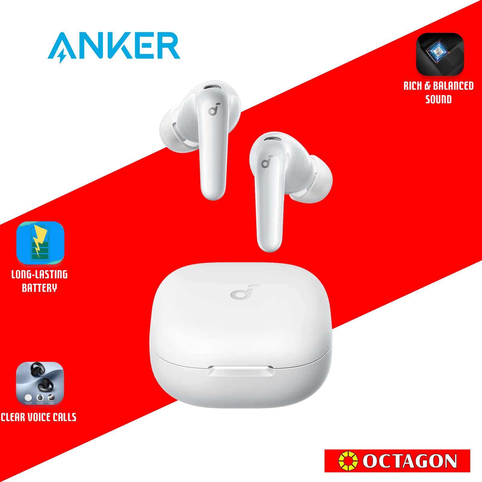 ANKER D1202H21 R60I WHITE NC EARBUDS TWS SOUNDCORE