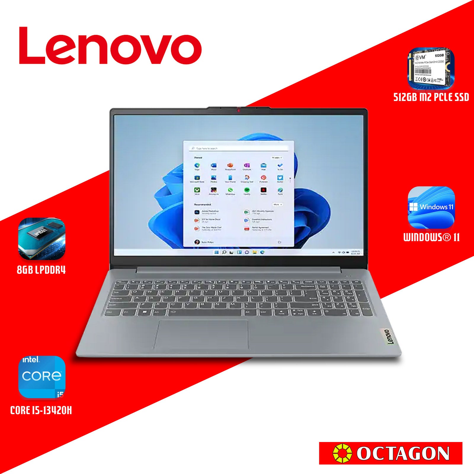 LENOVO IP S3I-15 (83K1014XPH)/ CORE I5-13420H/ 8GB/ 512GB SSD/ 15.3 WUXGA/ WIN 11/ OFFICE HOME 2024 + OFFICE 365 BASIC/ GRY