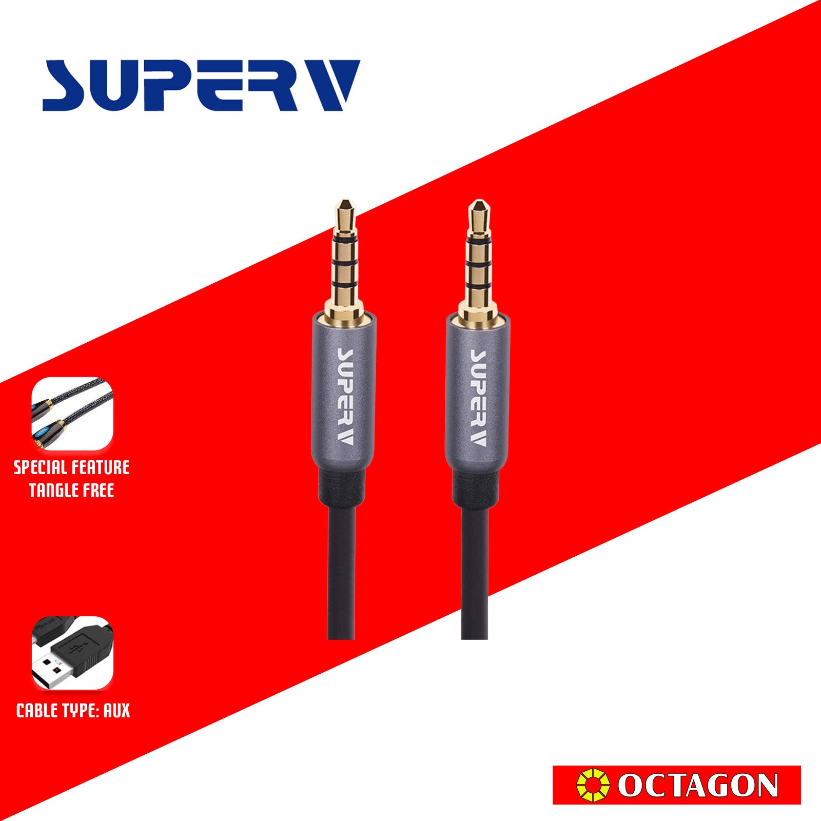 SUPERV AC100 AUDIO 3.5MM TO 3.5MM AM/AM CABLE BLACK