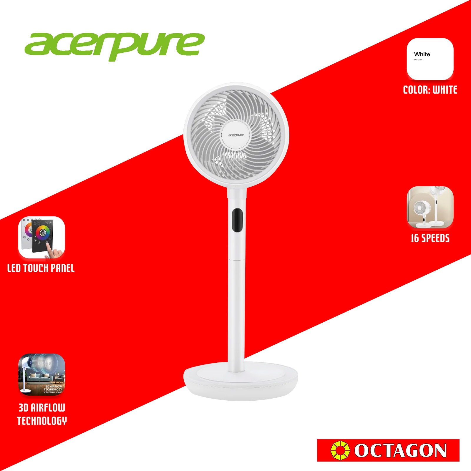 ACERPURE COZY F2 AIR CIRCULATOR AF773-20Y / AF773-20W /  AF773-20P 3D AIRFLOW TECHNOLOGY