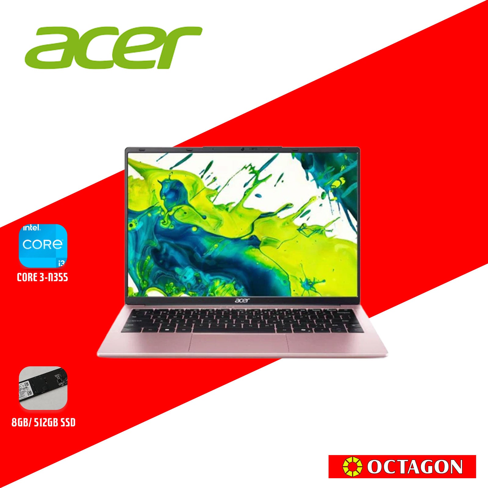 ACER ASPIRE LITE AL14-32P-37PL NUDE PINK/ CORE 3-N355/ 8GB/ 512GB SSD/ 14
