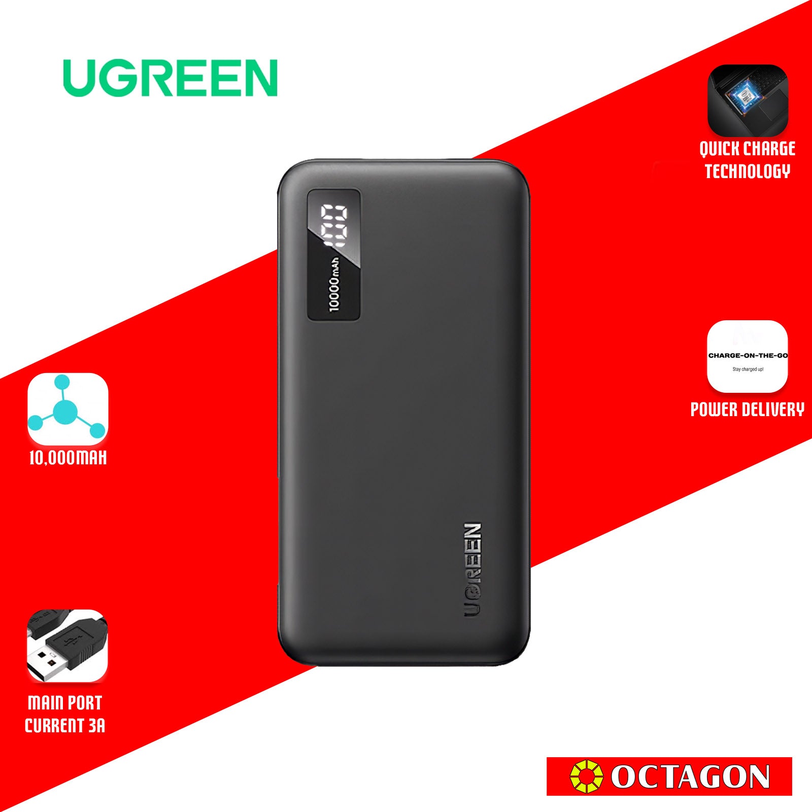 UGREEN PB311/25742 10000MAH POWERBANK 20W - SPACE GRAY