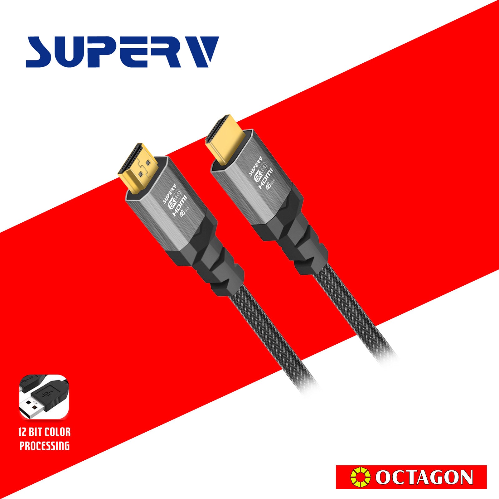 SUPERV  H8K100  HDR HDMI cable 8K 48G,  1M