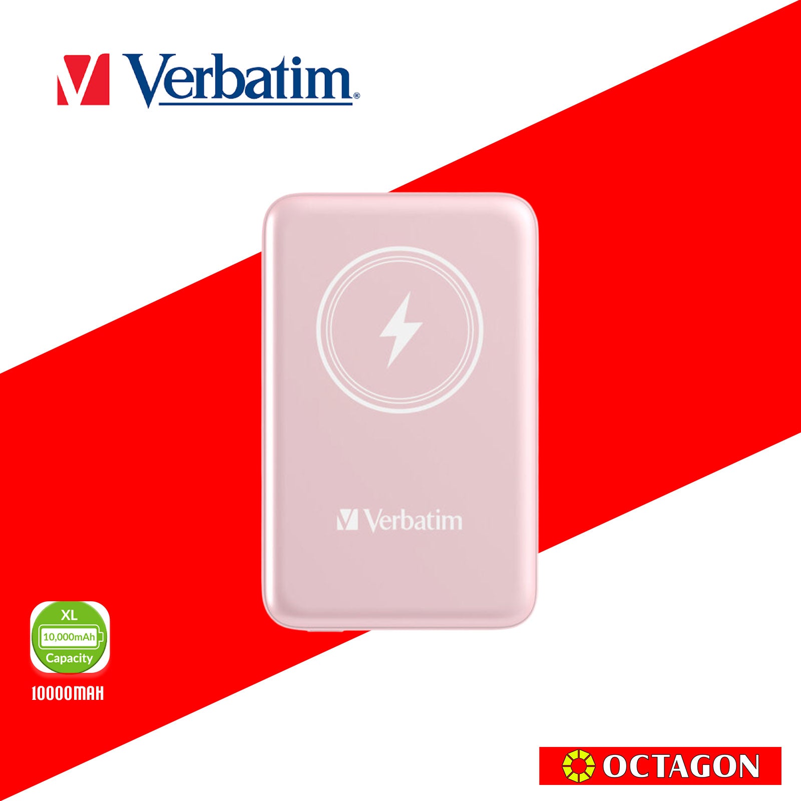 VERBATIM 32248 MAGNETIC WL 10000 MAH POWER PACK MCP - PD 20W MWC 15W PINK