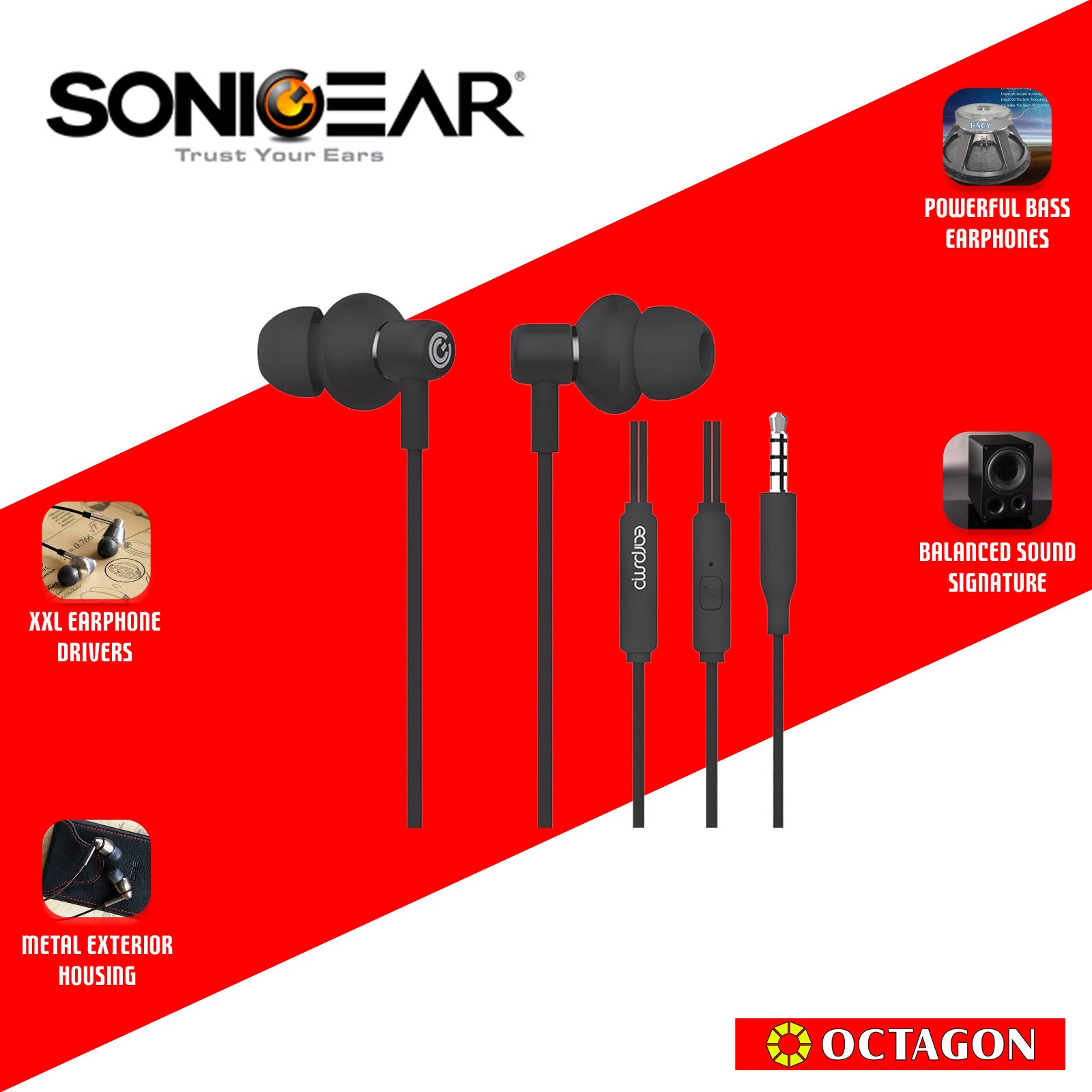 SONIC GEAR HYPERBASS BUDS 1 BLACK EARPHONE