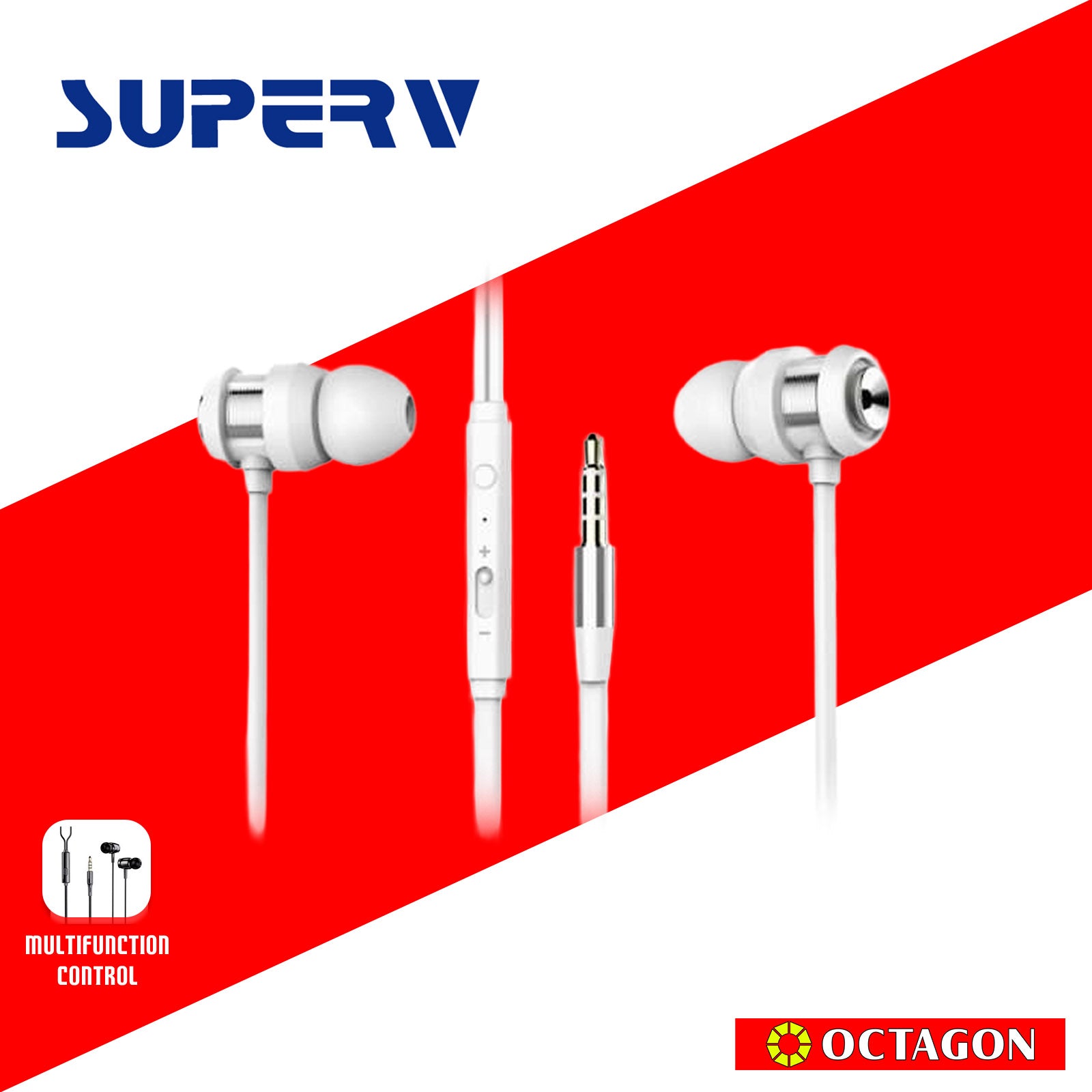 SUPERV EP04-In-ear Headphone with Mic & Inline Control ,120cm