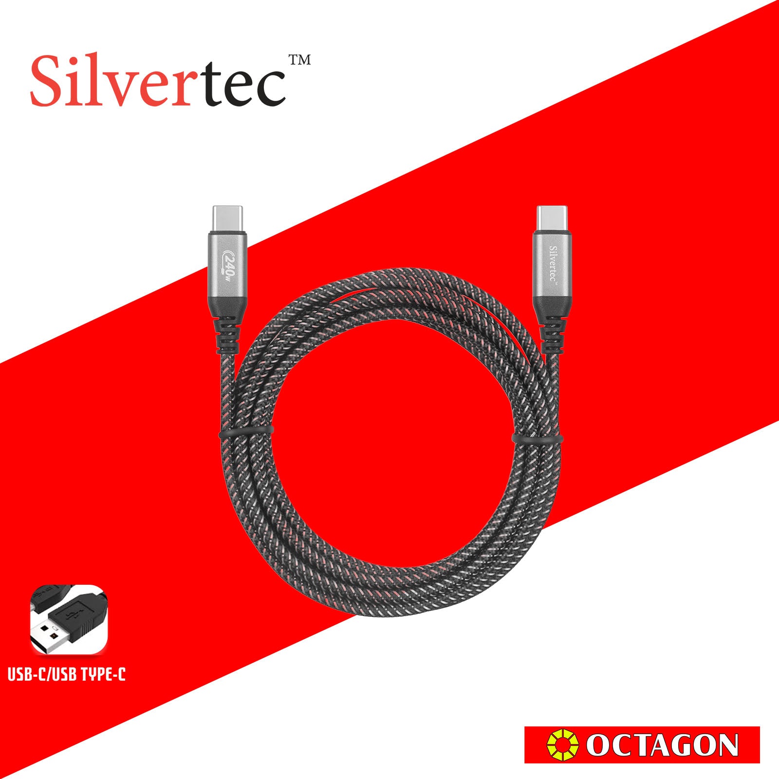 SILVERTEC SW-CC200-BK USB-C 2M 240W CABLE