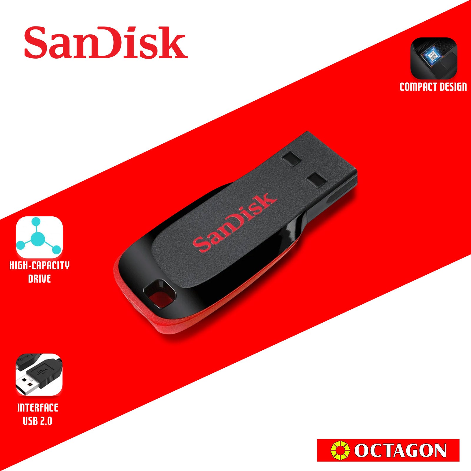 SANDISK CRUZER BLADE 16GB USB FLASH DRIVE