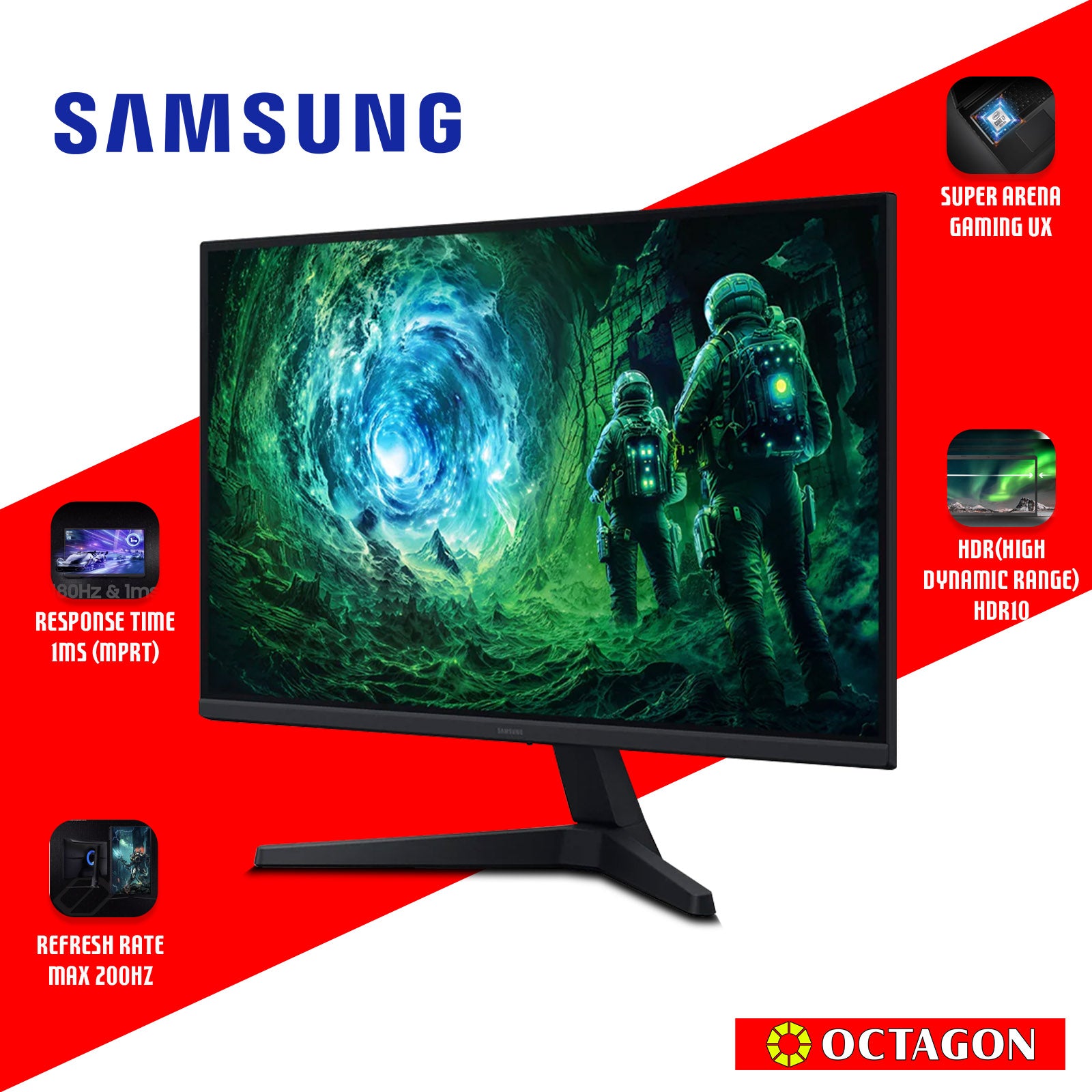 SAMSUNG ODYSSEY G5 G53F LS27FG530EEXXP 27" QHD IPS 1MS 200HZ FREESYNC GAMING MONITOR