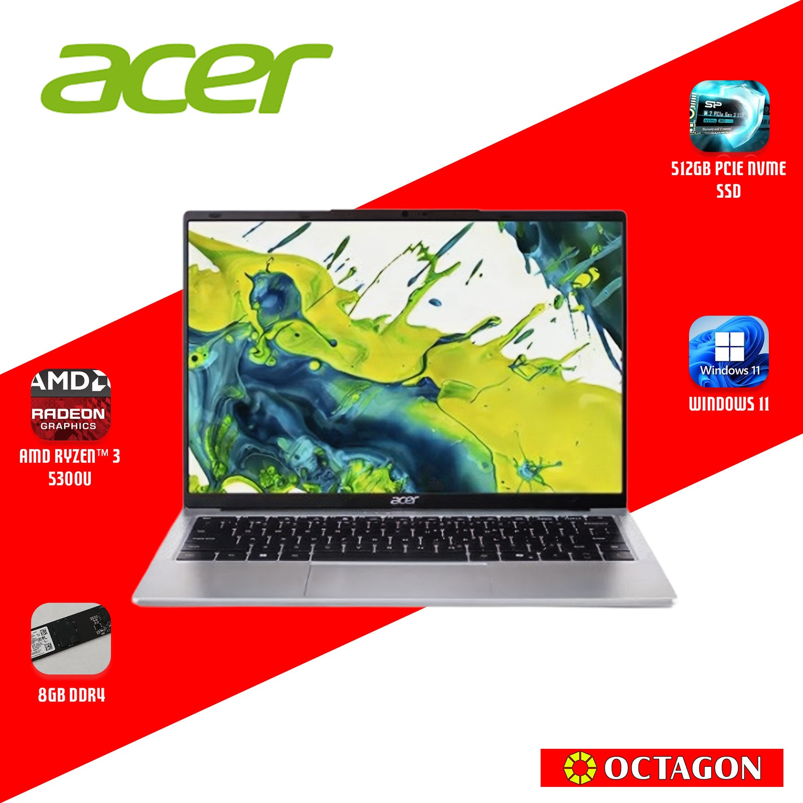 ACER ASPIRE LITE AL14-42P-R1LF/ RYZEN 3 5300U/ 8GB/ 512GB SSD/ 14