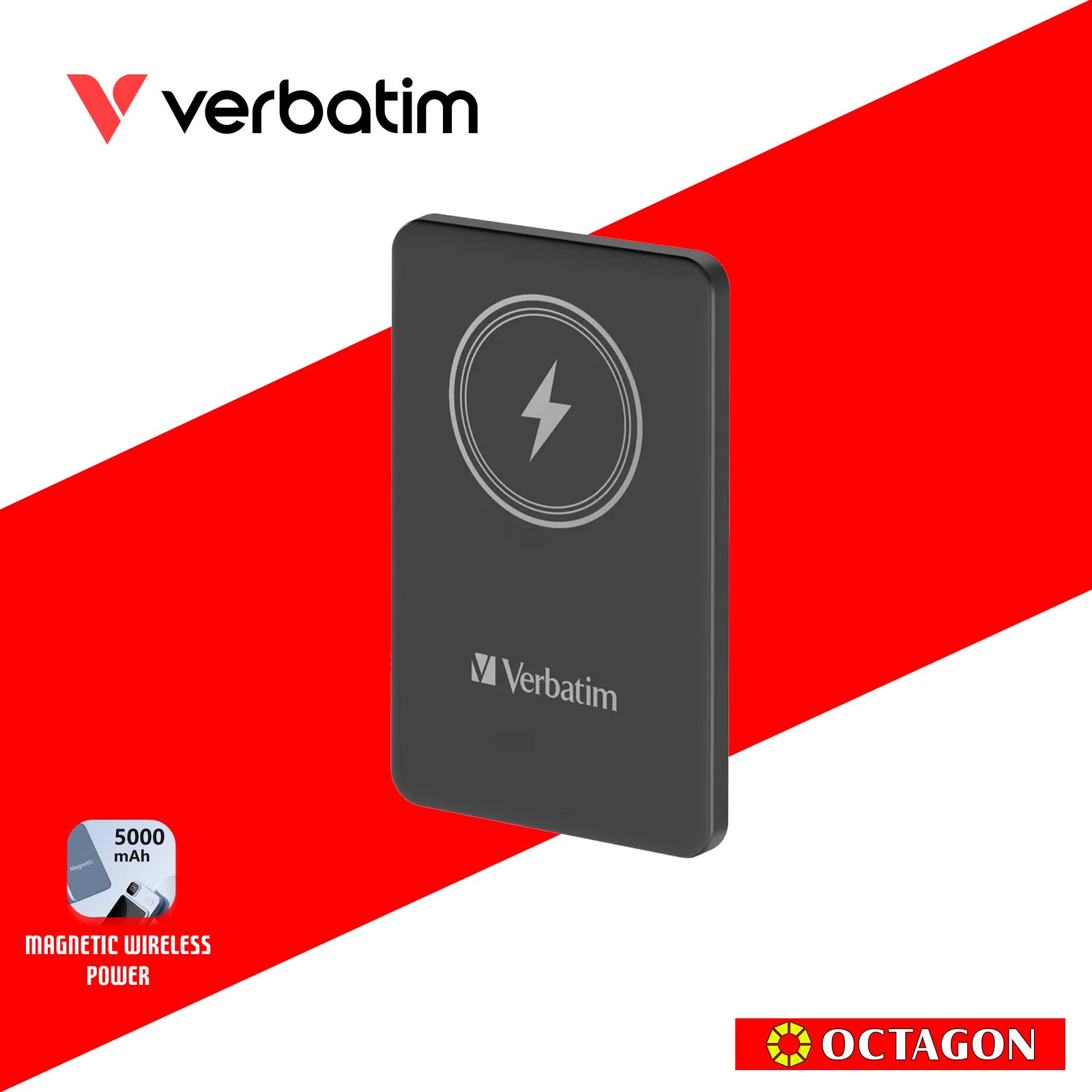 VERBATIM 66907 POWER PACK 5000MAH MAGNETIC WIRELESS CHARGING (BLACK)