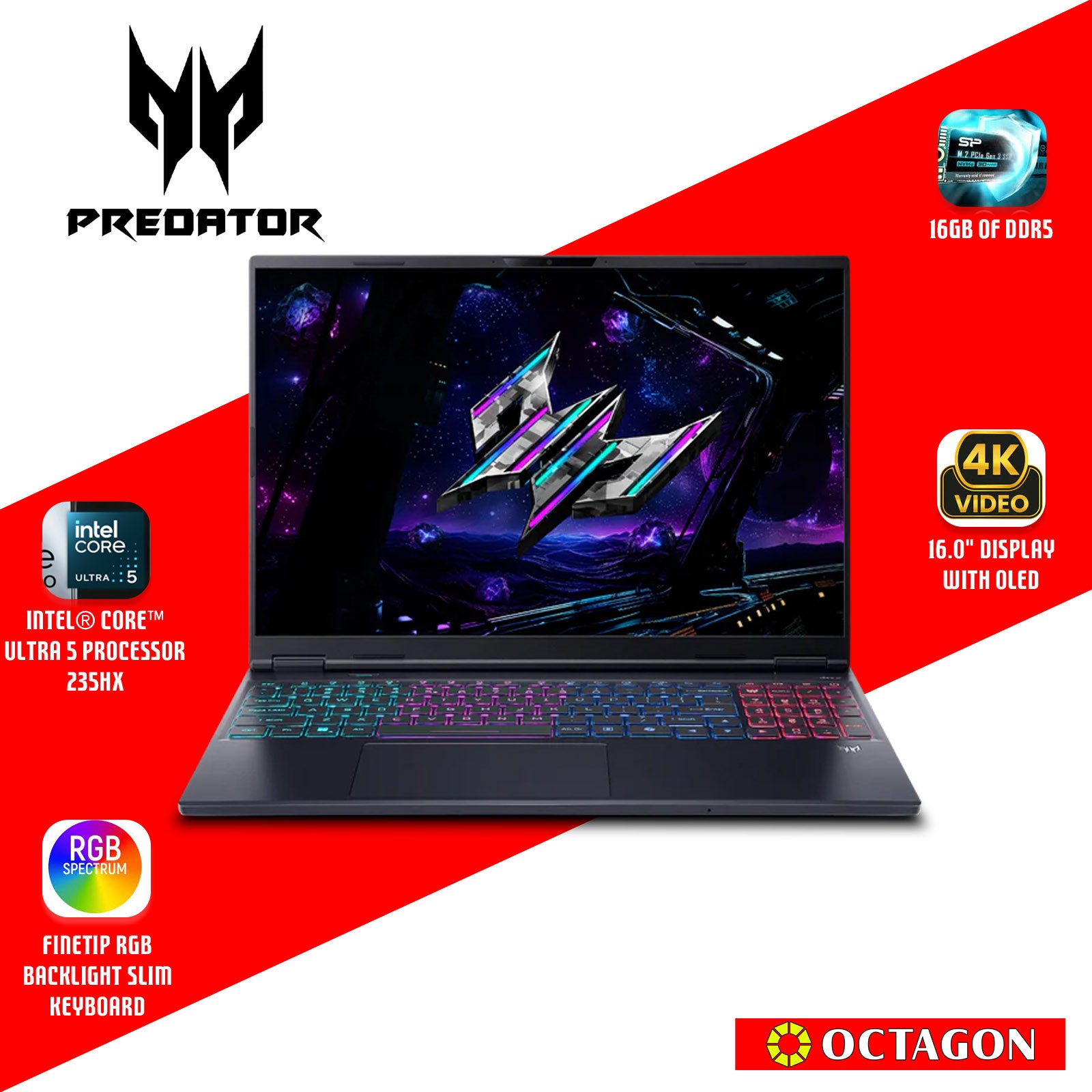 ACER PREDATOR HELIOS SLIM PHN16S-71-57XQ/ ULTRA 5-235HX/ 16GB DDR5/ 512GB SSD/ 16 IPS WQXGA/ RTX5050 8GB/ WIN 11