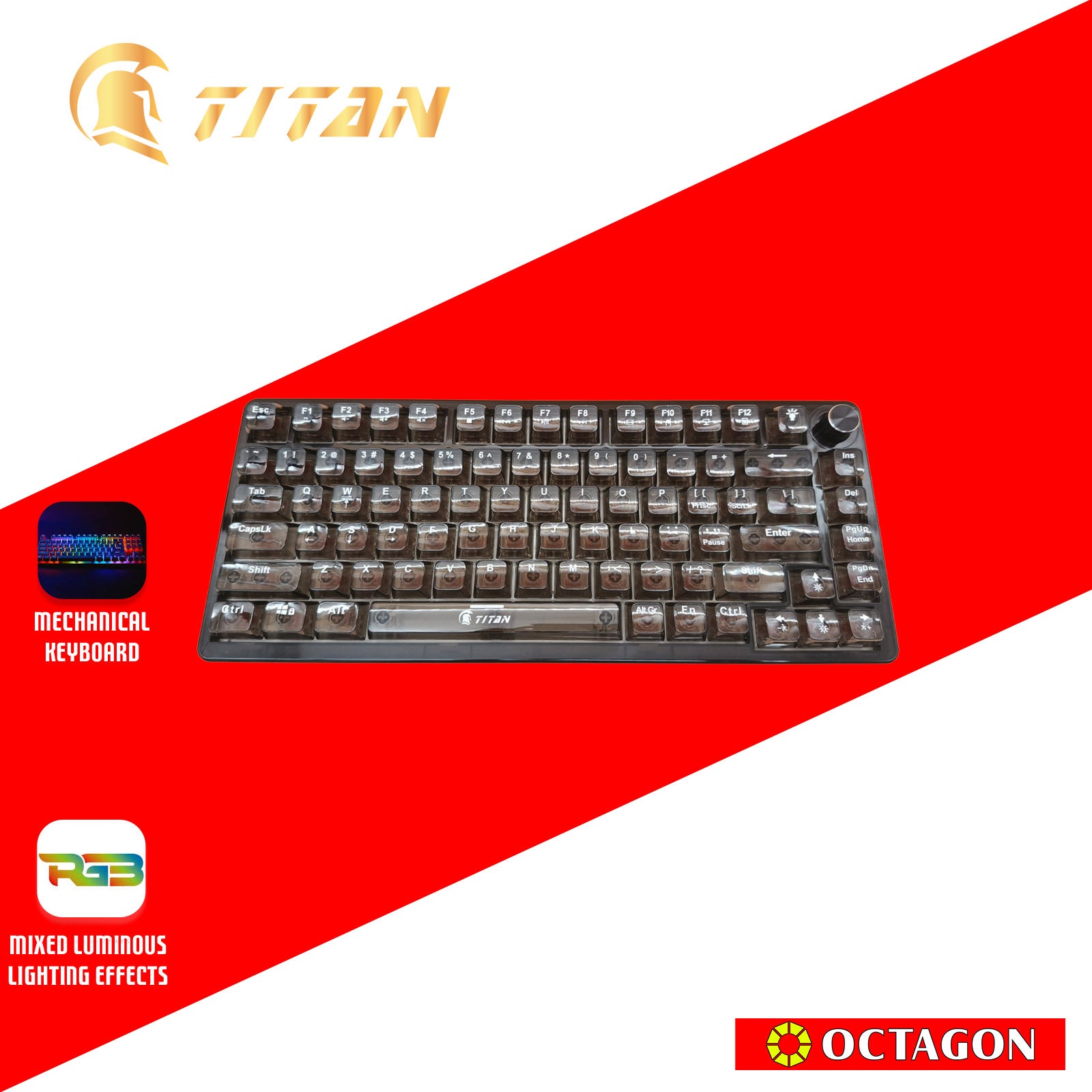 TITAN TKD-900 USB BACKLIGHT MECH KEYBOARD 82 KEYS RED SWITCH