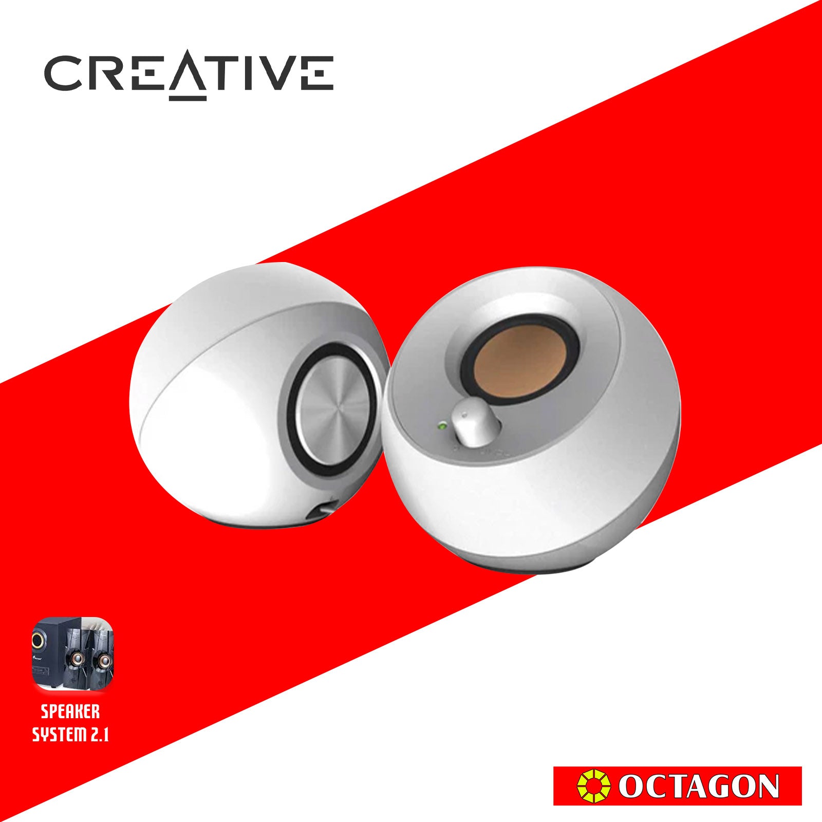 CREATIVE PEBBLE WHITE/BLACK 2.0 SPEAKER USB