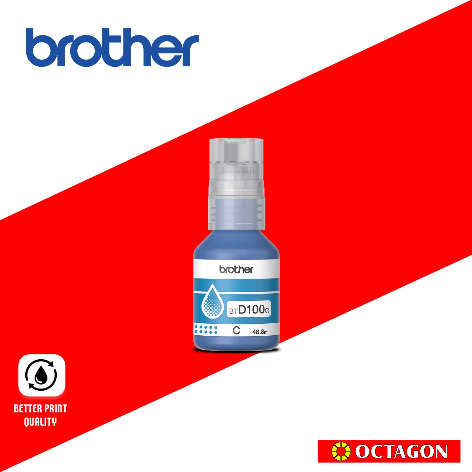 BROTHER BTD100 YELLOW/MAGENTA/CYAN INK BOTTLE