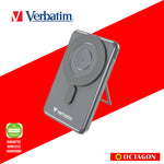 VERBATIM CHARGE N GO 10000MAH 5IN1 MAGNETIC WIRELESS CHARGER W/ STAND PD20W MWC15W TYPE 2 X2 VERSION CABLE (32254 GREY)(32271TITANIUM)(32270PURPLE)