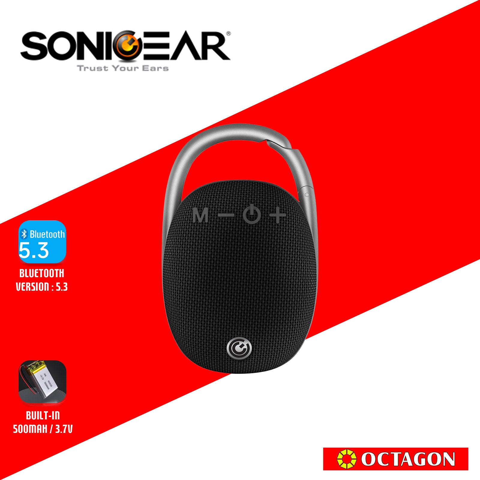 SONIC GEAR SONICGO! CLIPZ PORTABLE BT SPEAKER FM/ USB SLOT/ HAND FREE
