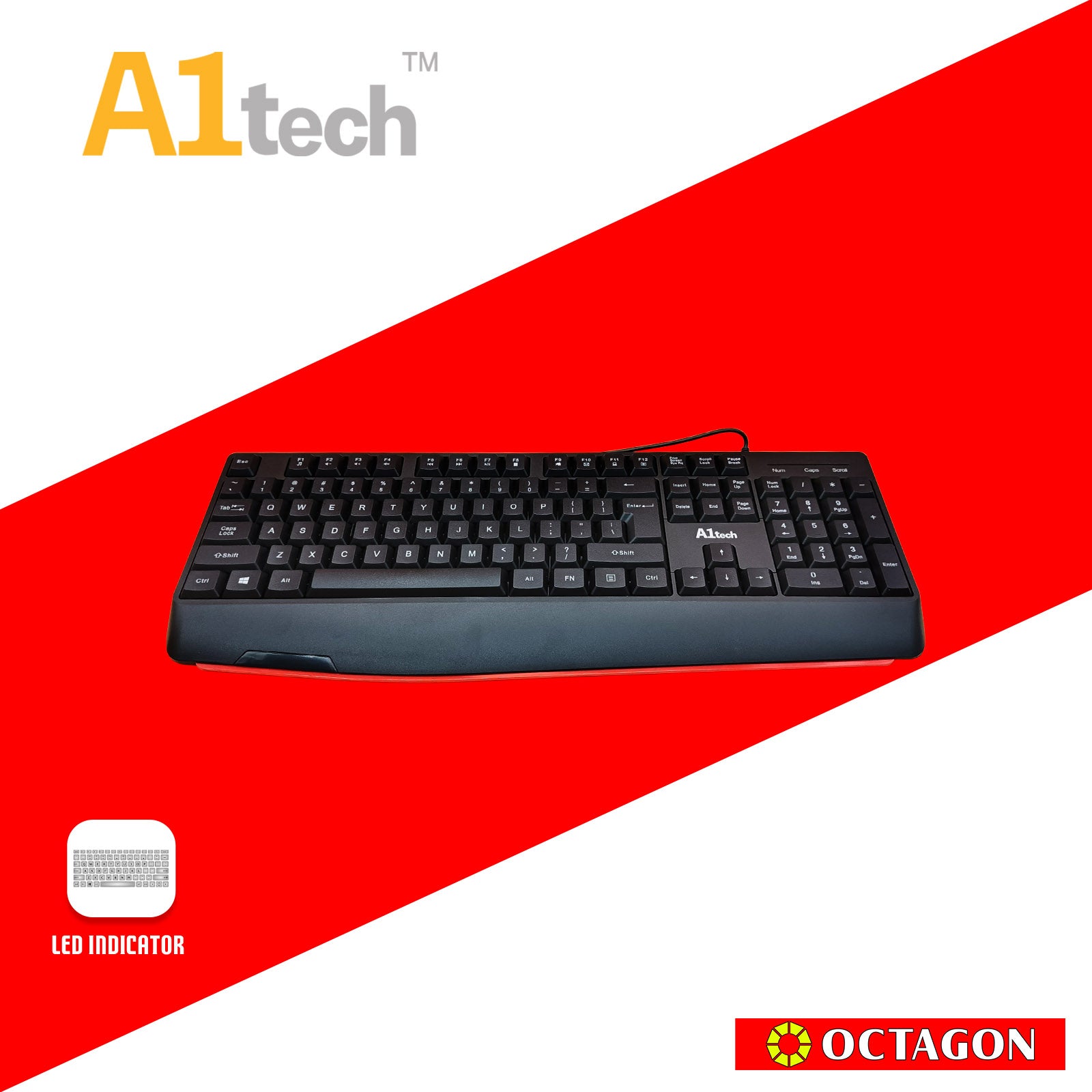 A1TECH AC-KB725-BK USB KEYBOARD 104 KEYS BLACK – Octagon Computer ...