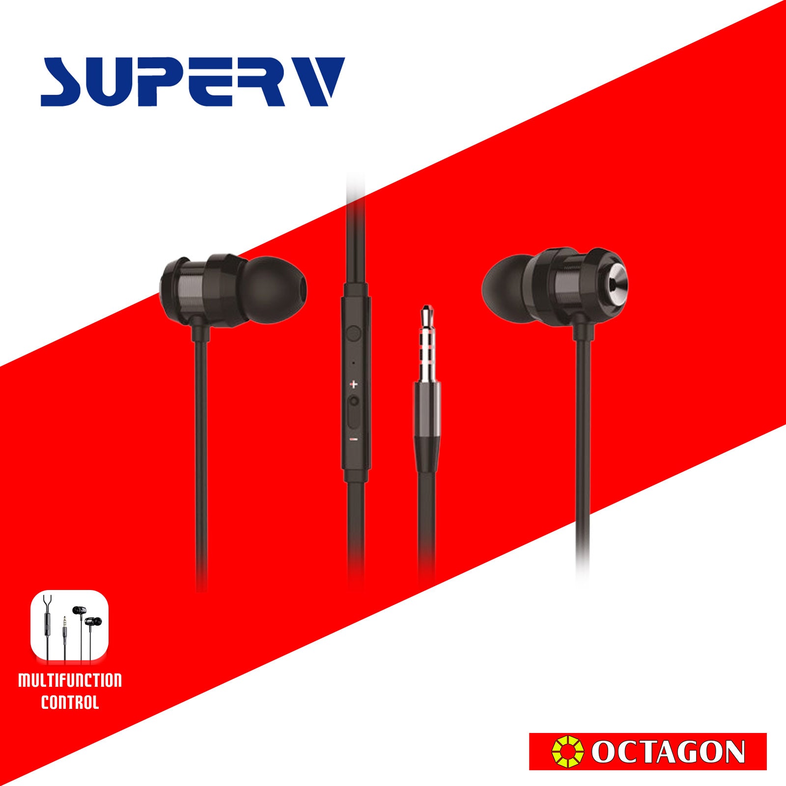 SUPERV EP04-In-ear Headphone with Mic & Inline Control ,120cm