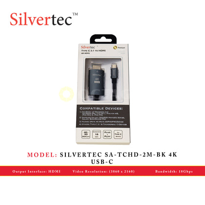 SILVERTEC SA-TCHD-2M-BK 4K USB-C AM