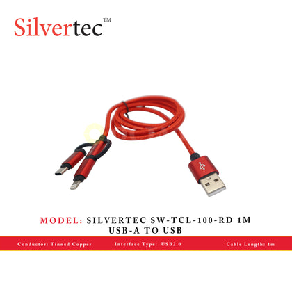 SILVERTEC SW-TCL-100-RD 1M USB-A TO USB