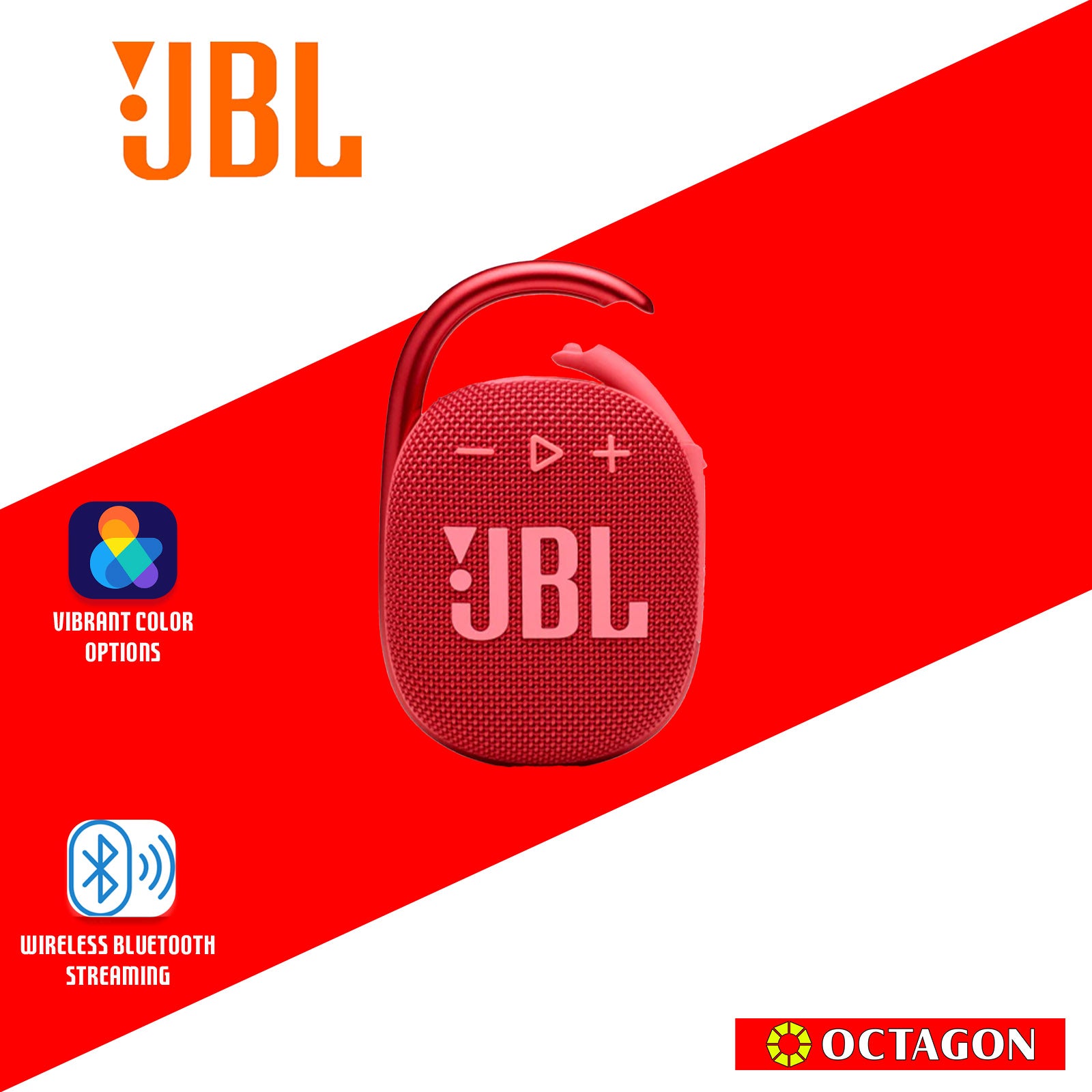 JBL CLIP 4 RED BT SPEAKER ULTRA-PORTABLE