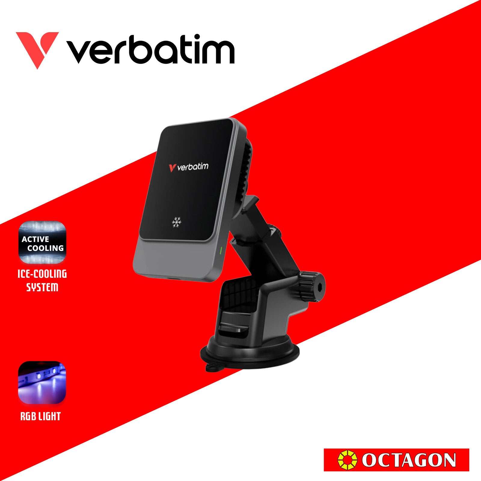 VERBATIM 31862 CHARGE N DRIVE QI1 MAGNETIC WIRELESS CHARGER RGB CND-03