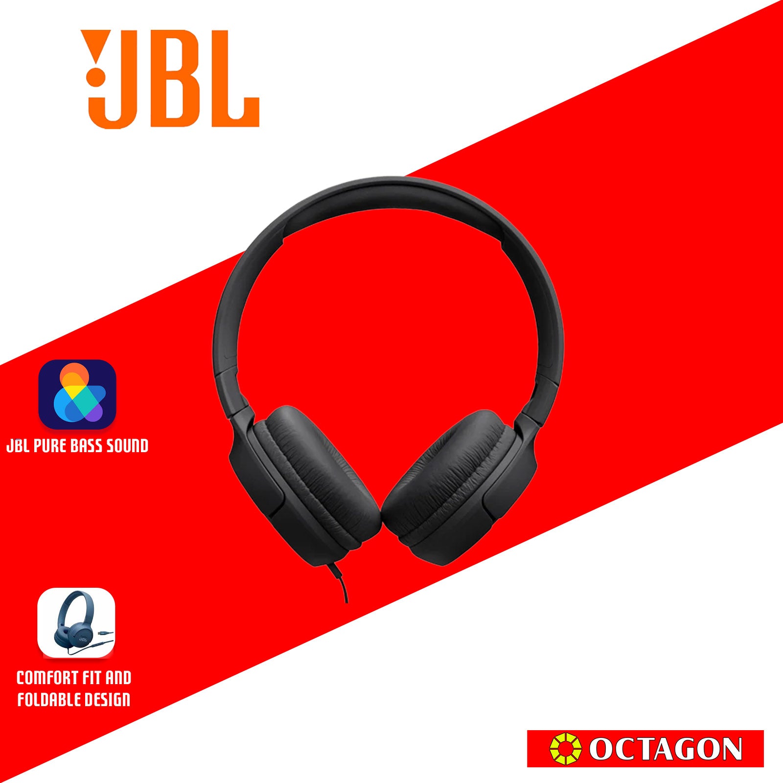 JBL T520C WIRELESS ON-EAR HEADPHONE BLACK/WHITE/BLUE