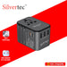 SILVERTEC SW-TE35-SG 35W GRAY 5-PORT+AC PD CHARGER TRAVEL ADAPTOR US/UK/EU/AU UNIVERSAL 3-USB-A & 2-USB-C WITH POUCH