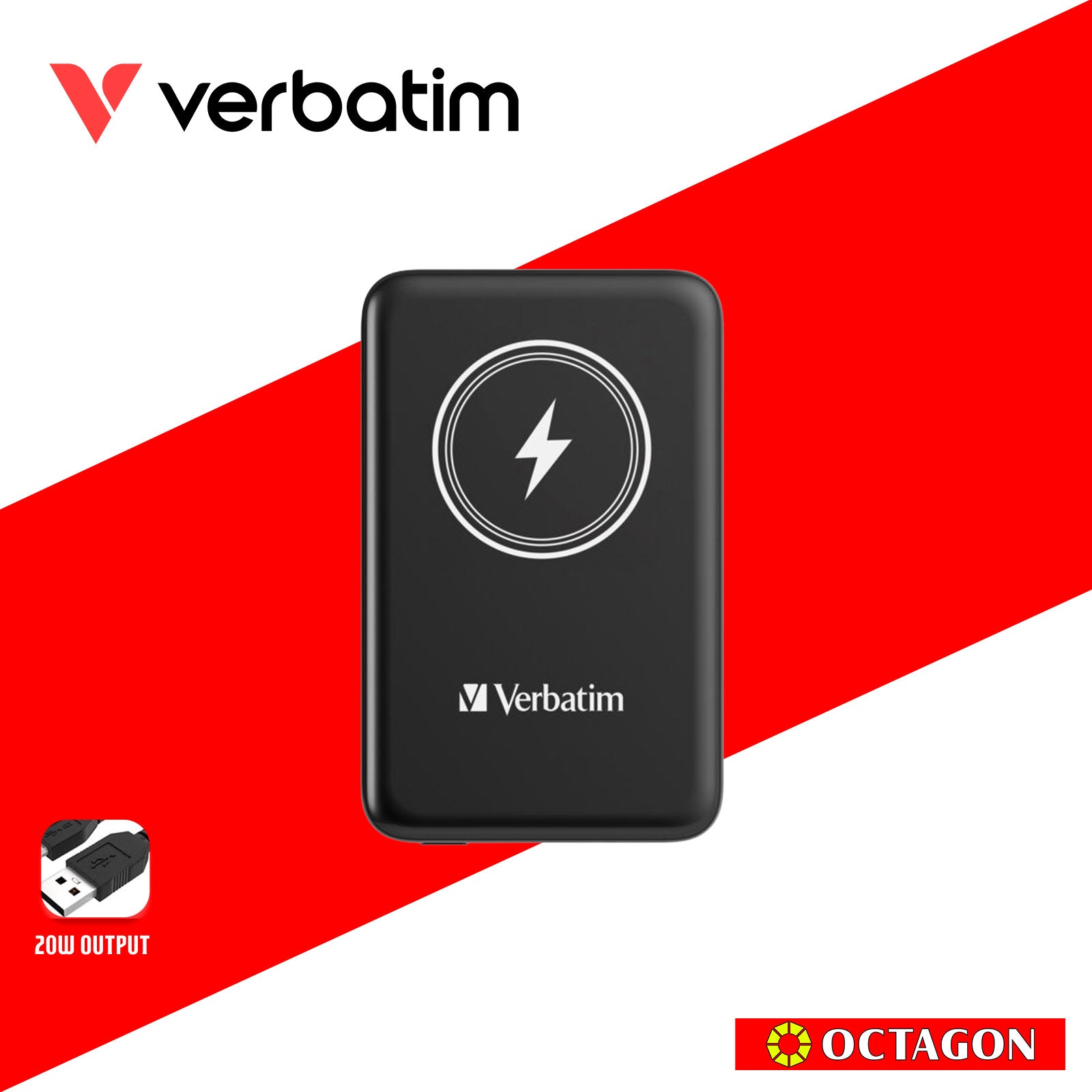 VERBATIM 32245 MAGNETIC WL 10000 MAH POWER PACK MCP - PD 20W MWC 15W BLACK