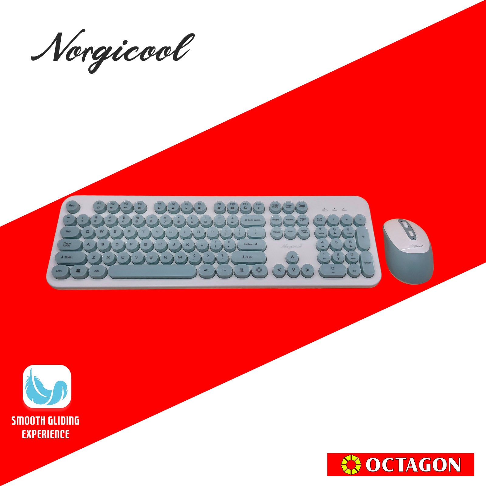 NORGICOOL NKM282W-BLI WIRELESS COMBO 104 KEYS WHITE/BLUE