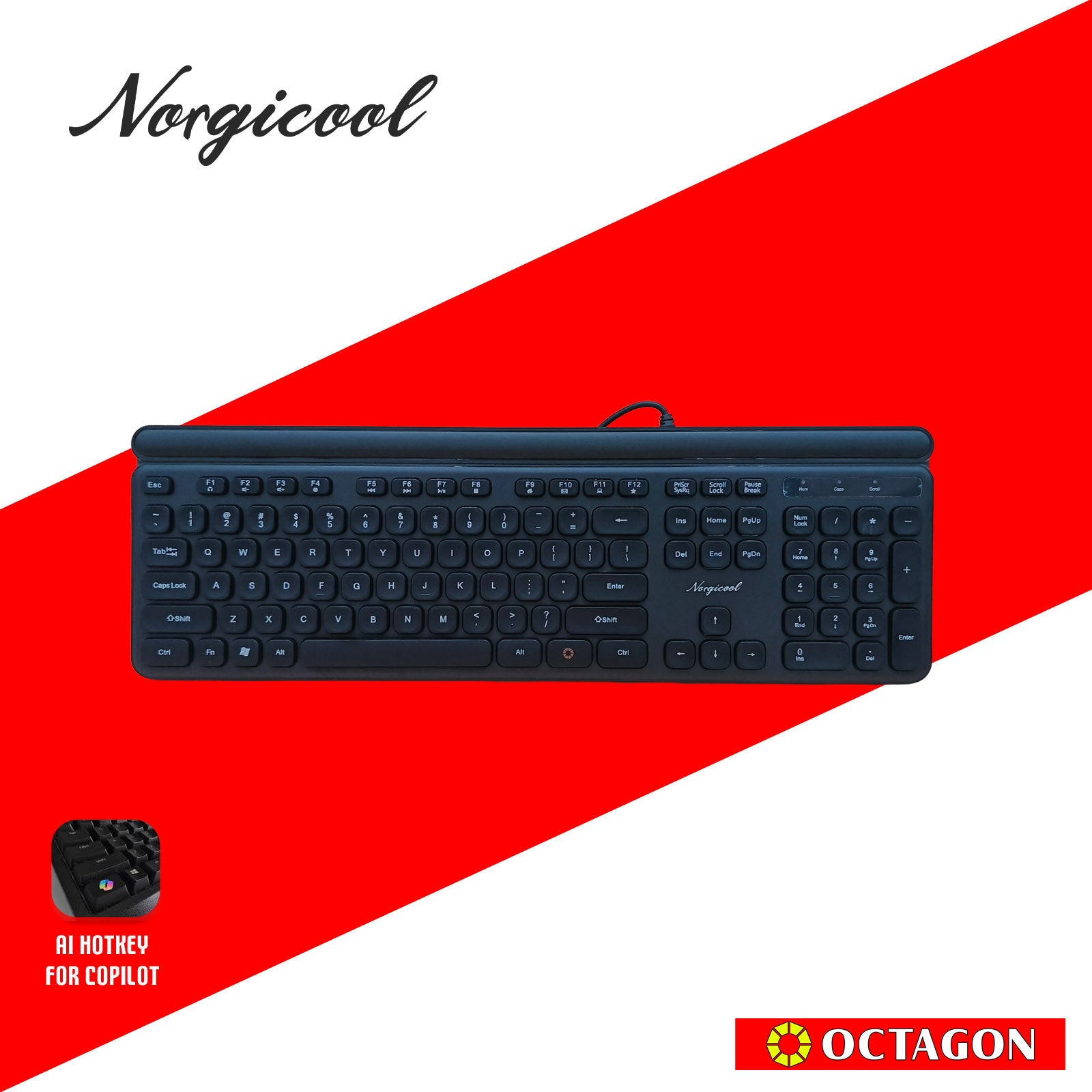 NORGICOOL NK3229I BLACK USB KEYBOARD 104 KEYS