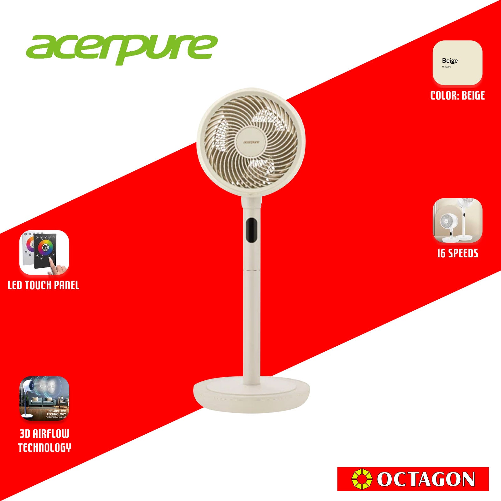 ACERPURE COZY F2 AIR CIRCULATOR AF773-20Y / AF773-20W /  AF773-20P 3D AIRFLOW TECHNOLOGY