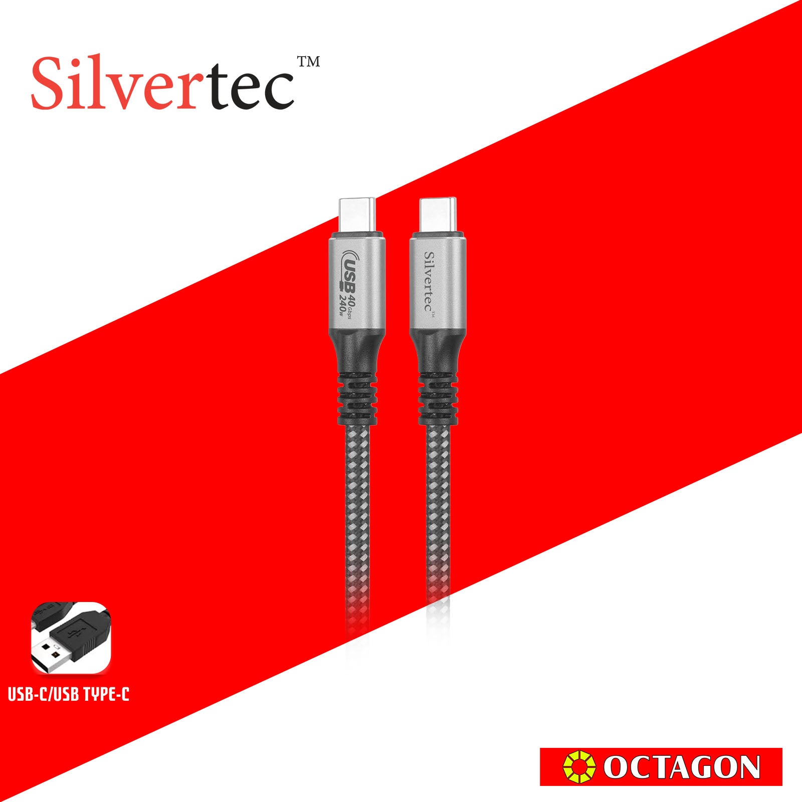 SILVERTEC SW-CC4120-BK USB4.0 C 1.2M 240W 40GBPS CABLE – Octagon ...