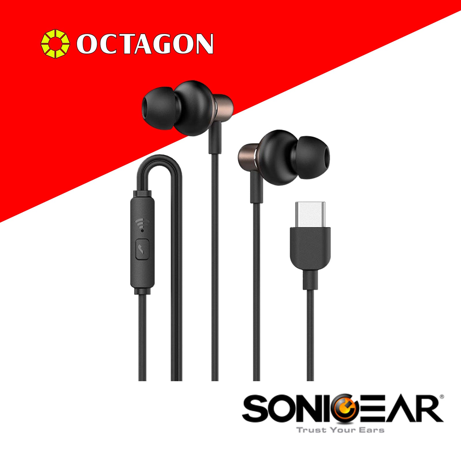 SONIC GEAR HYPERBASS BUDS 1 TYPE-C CHAMPAGNE/GUN METAL/BLACK EARPHONE