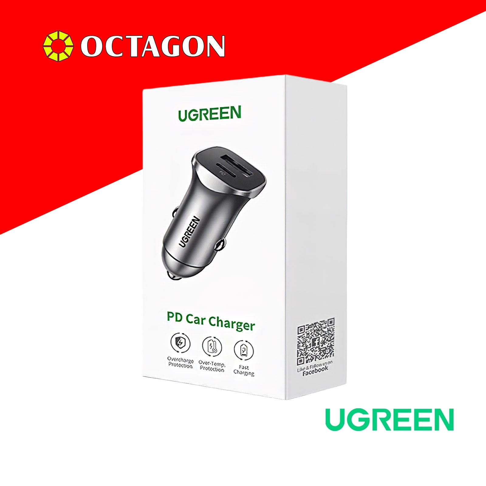 UGREEN CD130/40858 30W DUAL PORT CAR CHARGER