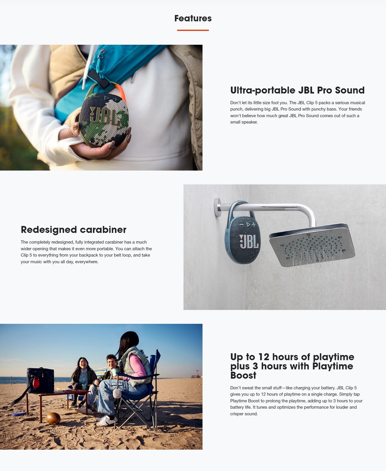 JBL CLIP 5 WHITE BT SPEAKER ULTRA-PORTABLE WATERPROOF